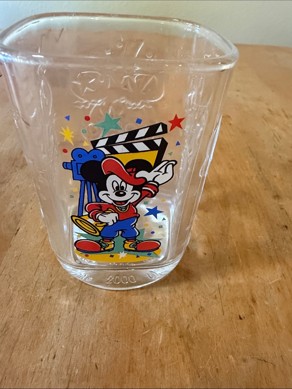 Disney Mickey Mouse Clear Party Cup with Red, Blue, Yellow McDonalds 2000